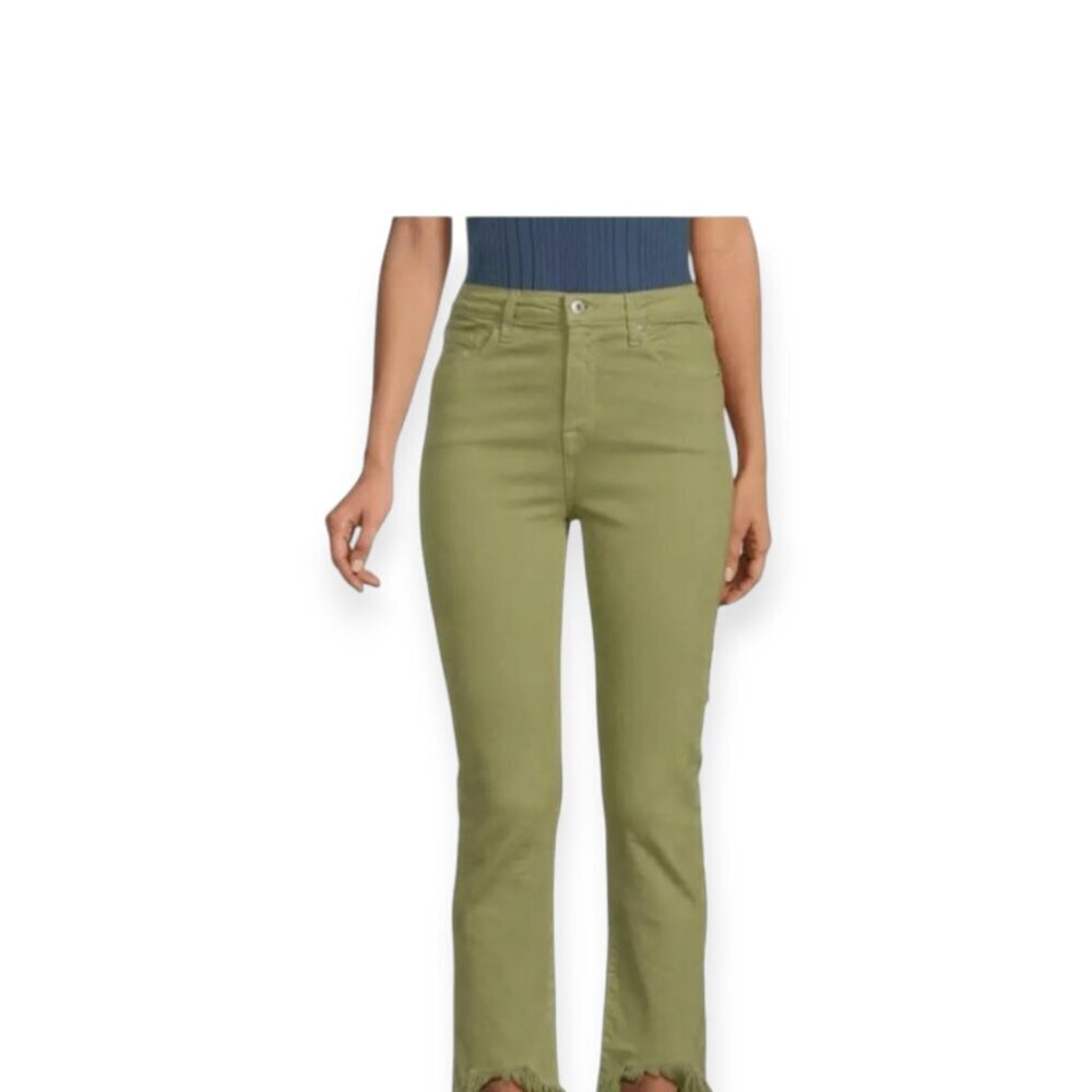Jonathan Simkhai Green High Rise Frayed Hem Straight Leg Eco-Friendly Jeans 25 - Picture 2 of 16